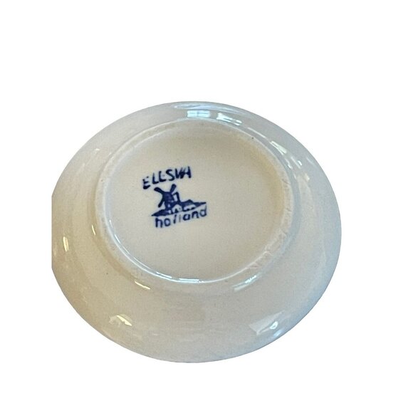 Blue & White  Mini Cup & Saucer Windmill Floral Hand Painted Elesva Holland VTG - Picture 9 of 12